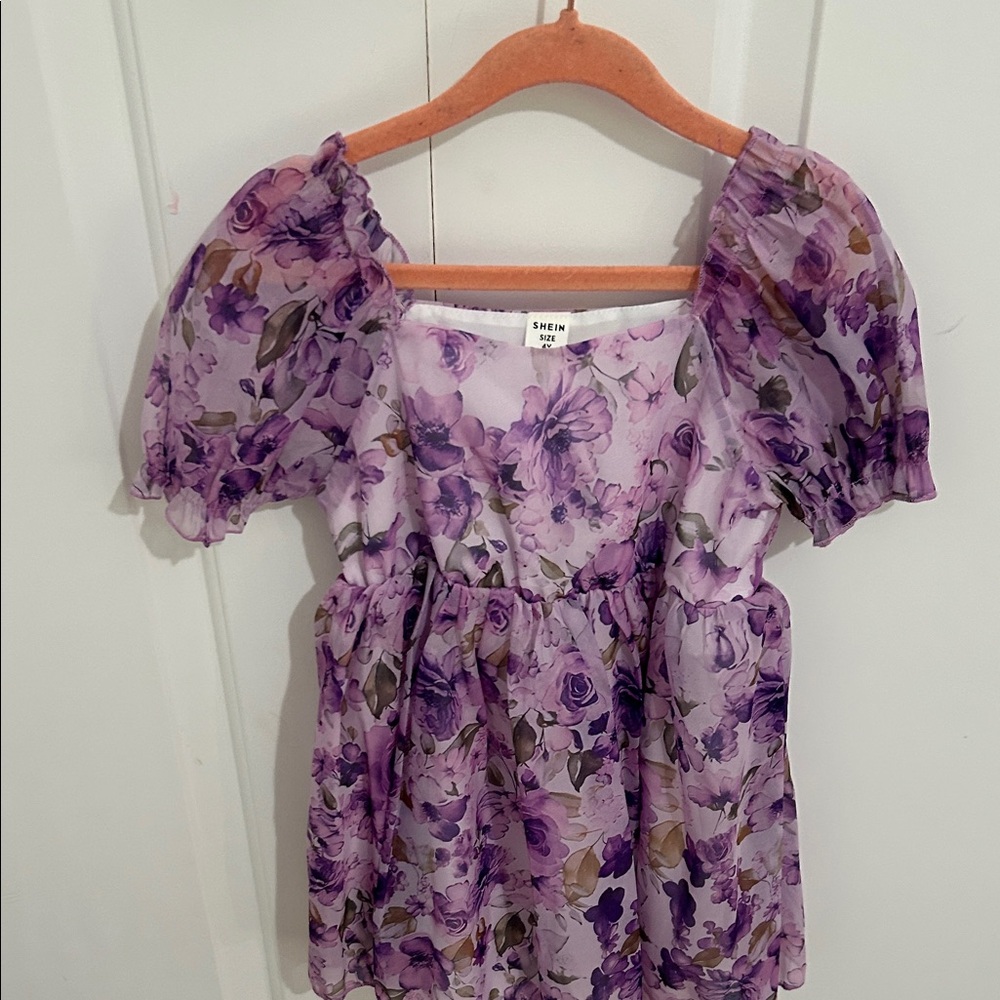 SHEIN Purple Floral Kids Dress